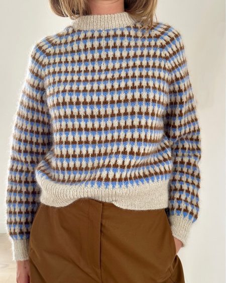 Facet Sweater fra Lene Holme Samsøe i blå og brun