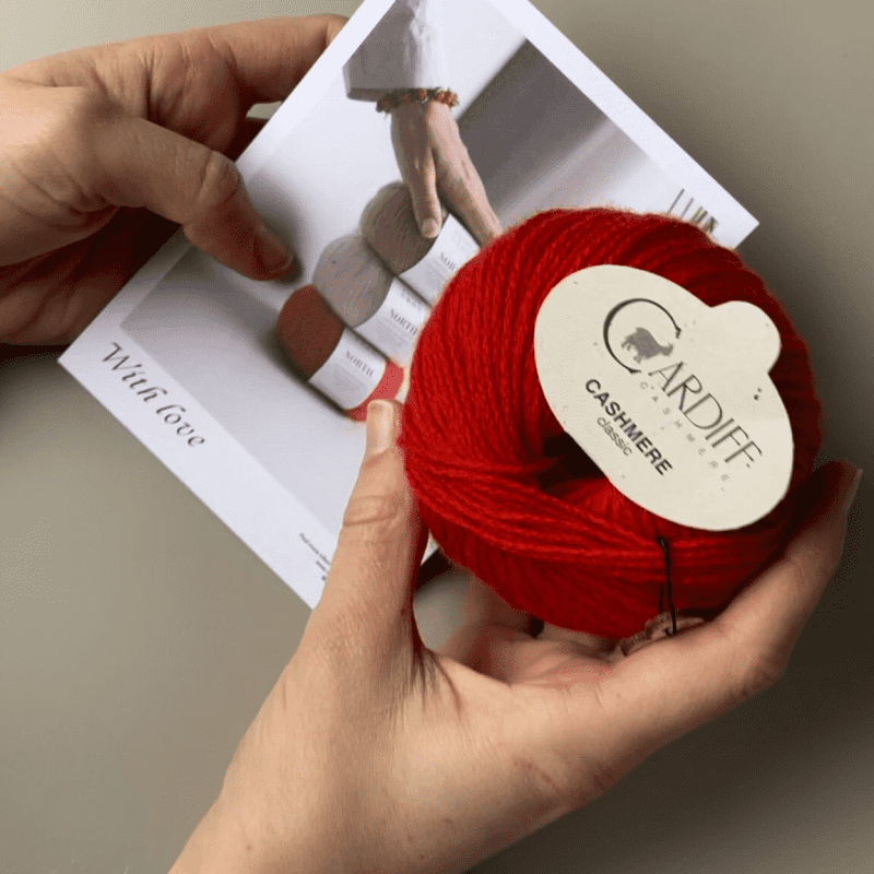 billede En person holder en nøgle Cardiff Cashmere i farve